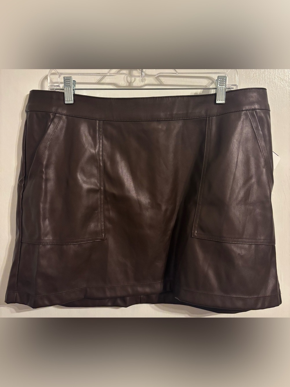 a new day Dark Brown Faux Leather Mini Skirt
